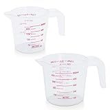 DTDNZKN 2 Pack Measuring Cup Set, Includes 250Ml (1-Cup), and 500Ml (2-Cup) Plastic Liquid Measuring Cups- Baking, Cooking, Mixing & Measuring Cups, Essential Kitchen Tools