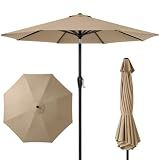 Newport Outdoor 9ft Commercial Grade Patio Umbrella, 5-Year Fade Resistant 260 GSM Polyester Canopy, Rustproof Aluminum Frame, Smooth Tilt & Crank for Patio, Restaurant, Pool & Deck - Tan