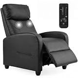 HAPPYMONT Massage Recliner Chair, Recliner Sofa Fabric for Adults, Recliners Home Theater Seating with Lumbar Support, Reclining Sofa Chair for Living Room, Ink