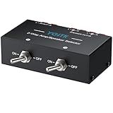 YGITK 2-Zone Speaker Selector Switch Box 2-Way Amp/Speaker Selector, Passive 1/2 Speaker Switch, 150W RMS Per Channel, Spring Clip Terminals for Amplifier Dual Output with Independent On/Off Control
