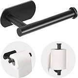 JOPOFI Toilet Paper Holder - Self Adhesive Toilet Paper Holder Wall Mount for Bathroom, Command Strip Stainless Steel Toilet Paper Roll Holder Stick On Wall, No Drilling - Matte Black