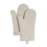 KITCHENAID Ribbed Soft Silicone Oven Mitt 2-Pack Set, 7.5"x13", Milkshake Tan