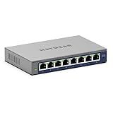 NETGEAR 8-Port Gigabit Ethernet Easy Smart Managed Switch (GS108E) - Managed, Desktop or Wall Mount, and Limited Lifetime Protection