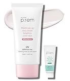 MAKEPREM UVA UVB Defense Me Calamine Calming Sun Cream SPF 50+ PA++++ 1.69 Fl Oz Korean Mineral Sunblock VEGAN Sunscreen Reef-safe Mild Non-Irritating Sensitive Acne-Prone Skin Non-Nano No Chemicals