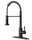 FORIOUS Black Kitchen Faucet with Pull Down Sprayer, Stainless Steel Commercial Single Handle Classic Spring Pull Out Kitchen Sink Faucet for Pot Filler, Farmhouse Camper Bar Laundry Room