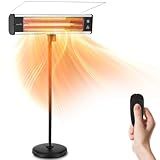 SereneLife Infrared Patio Heater 1500W Electric Heater Indoor/Outdoor Use, Portable Stand with Remote Control, IP65 Approved, 360° Tip-Over Safety Switch for Restaurant, Patio, Backyard, Garage, Decks