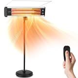 SereneLife Infrared Patio Heater, Electric Patio Heater for Indoor/Outdoor Use, Portable Stand Heater with Remote Control, 1500 W, for Restaurant, Patio, Backyard, Garage, Decks (Black)