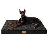 Patas Lague Orthopedic Dog Bed for Large Dogs, Waterproof Soft Warm Comfortable Egg Crate Foam Medium Pet Beds Mat with Removable Washable Cover and Nonskid Bottom, 36''X24'' Black