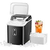 NEWBULIG Nugget Ice Makers Countertop, Portable Nugget Ice Machine, Ready in 6 Mins, 24lbs in 24Hrs, Auto-Cleaning, with Basket and Scoop, for Home, Kitchen, RV, Camping, Black