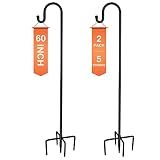 Ottsuls Shepherd-Hooks 60" Adjustable for Bird-Feeder Lantern Plant-Hook Garden-Stake - Plant Stand Hanger for Outdoor Flower Basket, Bird Feeder Hanger Weddings Decor (2 Pack)