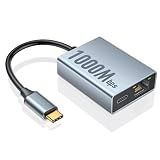 ZEXMTE 1000Mbps Ethernet Adapter for Chromecast with Google TV, USB C to RJ45 Gigabit Ethernet Adapter Compatible with Chromecast with Google TV HD/4K, Laptop, Tablet - Adhesive Tape Included