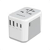 TESSAN Universal Travel Adapter 28W, International Power Adapter with 3 USB C 2 USB A Charging Ports, Worldwide Plug Adaptor for US to European UK Italy Ireland New Zealand (Type C G A I)