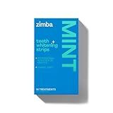 Zimba Teeth Whitening Strips Vegan Whitening Strip Enamel Safe Teeth Whitening Hydrogen Peroxide Teeth Whitener for Coffee, Wine, Tobacco, and Other Stains, 28 Strips (14 Day Treatment), Mint