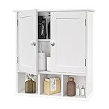 TaoHFE White Bathroom Wall Cabinet with 2 Door Adjustable Shelves,Over The Toilet Storage White Wall Mounted Medicine Cabinets for Bathroom Laundry Room Kitchen