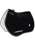 Harrison Howard Velvet English Saddle Pad - Close Contact Soft Cushioning Pad for Horse Riding Back Black