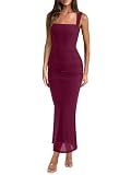 REORIA Summer Wedding Guest Maxi Dresses for Women, Cordovan, M