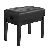 SONGMICS Adjustable Piano Bench with Padded Cushion and Storage Compartment