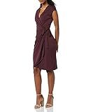 Amazon Essentials Women's Classic Cap Sleeve Wrap Dress with V Neck (Available in Plus Size), Burgundy, X-Large