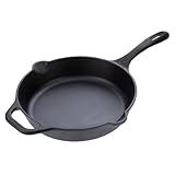 Victoria 10-Inch Cast Iron Skillet, Pre-Seasoned Cast-Iron Frying Pan with Long Handle, Made in Colombia