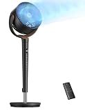 DREO Fan for Bedroom, 120° Oscillating Standing Fan, Quiet Floor Fan with DC Motor, Pedestal Fan for Room, 9 Speeds, 4 modes, 120° Manual Vertical, 37-42" Adjustable Height, 9H Timer, Dark Gray