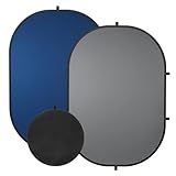 SEDGEWIN Blue Gray Pop up Backdrop 3x5ft/1x1.5m, Self-Tape Photography Backdrops with Carry Bag Collapsible Portable Background for Auditions Photoshoot TikTok YouTube Video Live Streaming