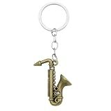Elechobby Mini Saxophone Keychain 3 Color Metal Key Ring Musical Instrument Gift for Music Lovers (Brass01)