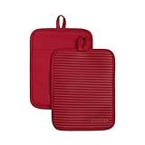 KitchenAid Ribbed Soft Silicone Pot Holder 2-Pack Set, Passion Red, 7"x9"