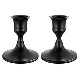 zeochyni Elegant Black Taper Candle Holders for Home Decor, Set of 2
