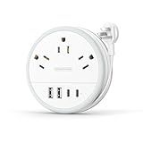NTONPOWER Travel Power Strip, Travel Essentials, Cruise Essentials 3 Outlets 4 USB Ports(2 USB C), 4FT Wrapped Around Extension Cord for Travel Cruise Ship Beach Vacation Essentials White