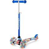 Kids Scooter, Children and Toddler 3 Wheel Kick Scooter for Boys & Girls Ages 2-5, LED Lighted Wheels and 3 Adjustable Height Handlebars, Lean-to-Steer (Blue Graffiti)