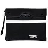 Upgraded 6500°F Fireproof Document Bag with Lock | Waterproof 9-Layer Heat Insulated Material | Dual-Liner Card Slot Money Bag with Zipper/Reflective Strip for Passport，Important Paper，Cash(15 x 12In)