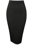 YIREFN Bodycon Skirts for Women High Waist Pencil Suit Skirt with Slit Wear to Work Midi Black M