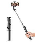 Fuloview 67‘’ Selfie Stick Travel Tripod, Extendable Tripod for iPhone with Wireless Remote Control and Phone Holder, iPhone Stand for Photograph, Compatible with All Cell Phones, Black