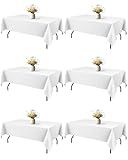 Niuara White Fabric Rectangle Table Cloth - 6 Pack, 60" × 84" Washable Tablecloth for 5FT Tables, Wrinkle-Resistant & Heat-Proof Table Cover for Weddings, Dinners & Parties