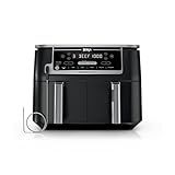 Ninja DZ550 Foodi 10 Quart 6-in-1 DualZone Smart XL Air Fryer with 2 Independent Baskets, Smart Cook Thermometer for Perfect Doneness, Match Cook & Smart Finish to Roast, Dehydrate & More, BLACK