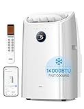 Dreo Portable Air Conditioners, 14000 BTU ASHRAE (10,000 BTU DOE) Smart AC Unit for Room with Drainage-free Cooling, APP/Voice/Remote, Fan & Dehumidifier, Quiet Standing AC for Bedroom, AC516S New