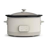 bella 6.0 Qt Programmable Slow Cooker, Ceramic Nonstick Coating, Adjustable Temperature & Cooking Times, Dishwasher Safe Stoneware Pot & Tempered Glass Lid, Tangle Free Cord Wrap, Oatmilk