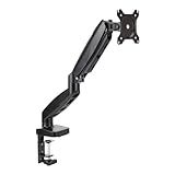 Amazon Basics Gas Spring Single Computer Monitor Arm Mount, Adjustable, Holds up to 27" Monitors, Black