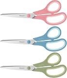 iBayam 8.5" Pastel Scissors All Purpose Heavy Duty 3Pack, 2.5mm Sharp Blade