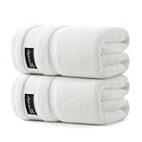 REDKISS Large Bath Towels Set 2 Piece, 100% Cotton, 31x63 in,Heavyweight 760G, Highly Absorbent & Quick Dry, Super Soft Luxury Shower Towels for Bathroom,Hotel Collection - White