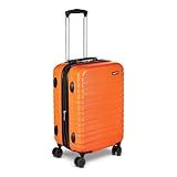 Amazon Basics 21" Hardside Carry-On Luggage with Spinner Wheels, Expandable for Up to 25% More Space, Scratch-Resistant Hardshell Suitcase, Telescoping Handle, Orange