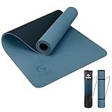 Yoga Mat Non Slip, Eco Friendly Fitness Exercise Mat with Carrying Strap,Pro Yoga Mats for Women,Workout Mats for Home, Pilates and Floor Exercises (Grey Blue/Black, Thickness-6mm)
