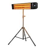 Spylandy Electric Outdoor Patio Heater with Tripod, 1500W Infrared Heater Remote, 12H Timer, IPX6 Waterproof, 3 Heat Levels, Portable Electric Space Heater for Garage Backyard Indoor Use