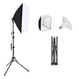 Takerers Softbox Photography Lighting Kit, 16'' x 16'' Continuous Lighting Photo Studio Equipment with 50W E27 Socket 5500K LED Bulb Photography Studio for Photography/Video Recording/Live Streaming