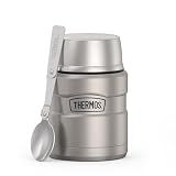 THERMOS Stainless King Food Jar with Spoon, 16oz, Matte Steel