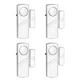Security Door Window Alarm, Wireless Sensor Door Window Burglar Alarm, Door Alarms for Kids Safety, Easy Installation Doorbell Alarms for Office House Window Pool (4 Pack)
