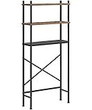 HOOBRO Over The Toilet Storage, 3-Tier Over Toilet Bathroom Organizer, Freestanding Above Toilet Shelf with Adjustable Feet, Space Saving, Easy Assembly, Rustic Brown and Black BF63TS01