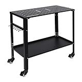 Lumicasaler Welding Table, 36x18in 1200 Lbs Work Bench Portable Welding Table with Holes on Top, Hook Side Panel, Adjustable Height 8-12in