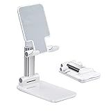 Cell Phone Stand, Angle Height Adjustable Cell Phone Holder with Silicon Pad for Desk Fully Forldable Mobile Phone Holder Compatible with All Mobile Phones, MT-6, (White)