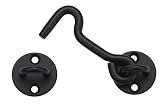 Raswik 4" Privacy Hook and Eye Gate Door Latch, Easy Barn Door Lock, Black